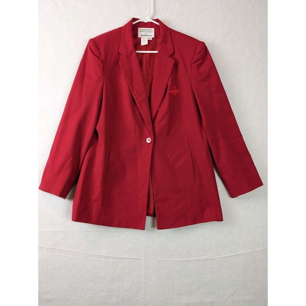 Mary Kay By Brookhurst Womens Jacket Blazer Size 12 R Polyester Blend Red